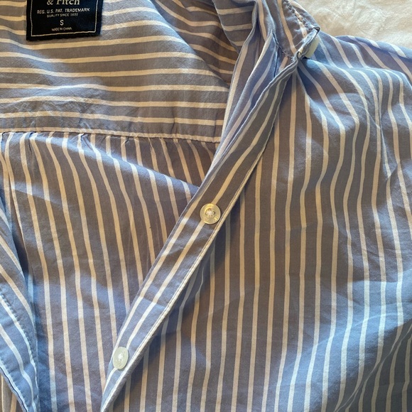 Blue and white striped button up blouse - Picture 2 of 2